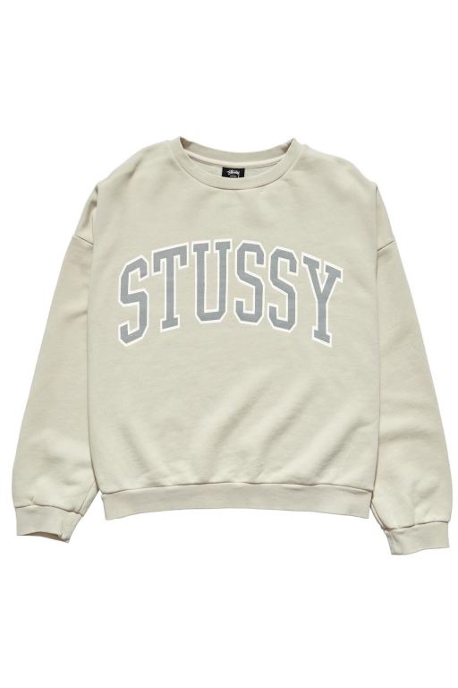 Stussy Womens Campus OS Crew Sweaters White - LXWDV5908